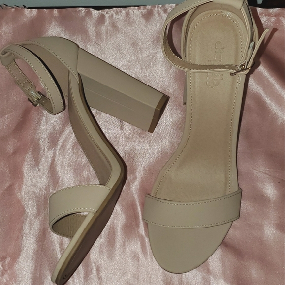 Nude Suede High Heel with Ankle Strap - Picture 1 of 3